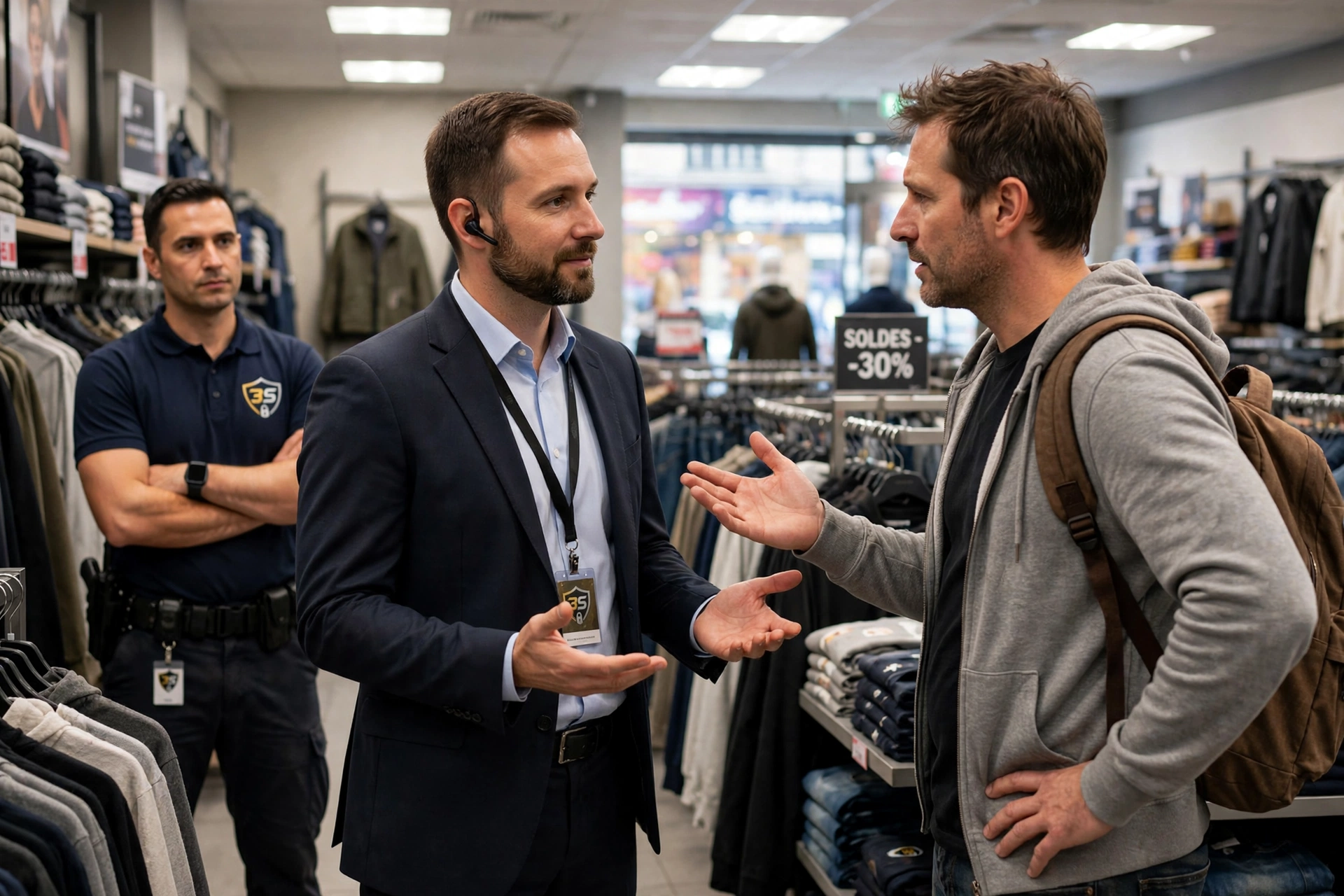 Agent 3S en gestion de conflit avec un client dans un magasin de prêt-à-porter